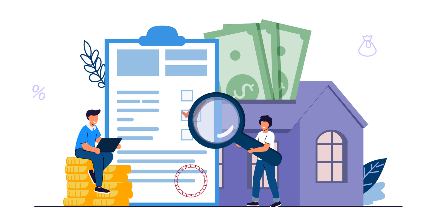 Mortgage Saving to buy a house or home savings vector illustration concept Planning savings money to buy a home Property investment House loan Money investment to real estate Approved Mortgage profile