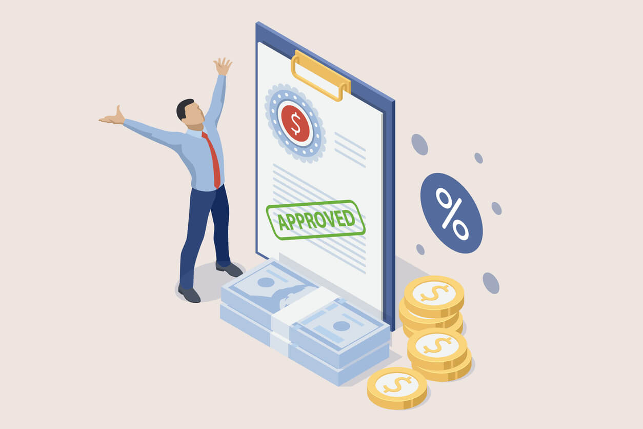 person celebrating loan approval